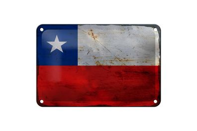 Blechschild Flagge Chile 18x12 cm Flag of Chile Rost Deko Schild