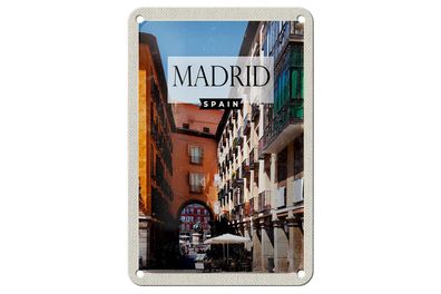 Blechschild Reise 12x18 cm Madrid Spain Mittelalter Architektur Schild
