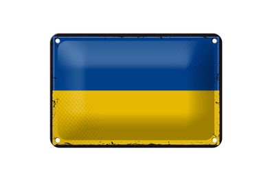 Blechschild Flagge Ukraine 18x12 cm Retro Flag of Ukraine Deko Schild