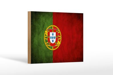 Holzschild Flagge 18x12 cm Portugal Fahne Holz Deko Schild