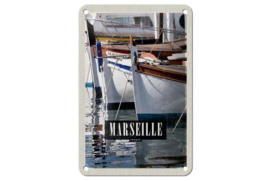 Blechschild Reise 12x18 cm Marseille France Meer Urlaub Geschenk Schild
