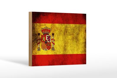 Holzschild Flagge 18x12 cm Spanien Fahne Holz Deko Schild