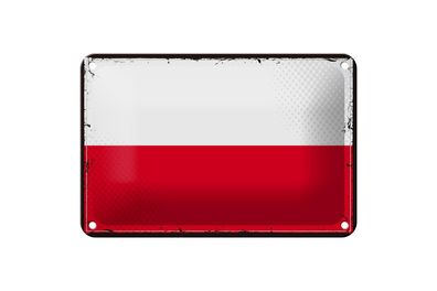Blechschild Flagge Polens 18x12 cm Retro Flag of Poland Deko Schild