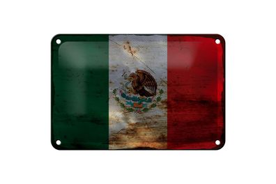 Blechschild Flagge Mexiko 18x12 cm Flag of Mexico Rost Deko Schild