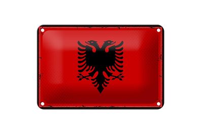 Blechschild Flagge Albaniens 18x12 cm Retro Flag Albania Deko Schild