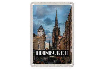 Blechschild Reise 12x18 cm Edinburgh Scotland Altstadt Deko Schild