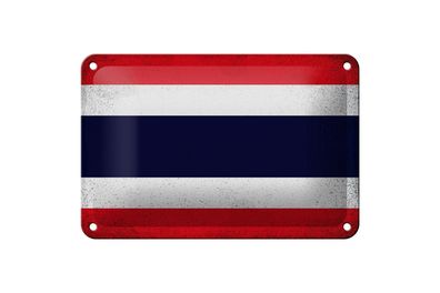 Blechschild Flagge Thailand 18x12 cm Flag Thailand Vintage Deko Schild