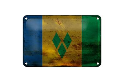 Blechschild Flagge Saint Vincent Grenadinen 18x12 cm Rost Deko Schild