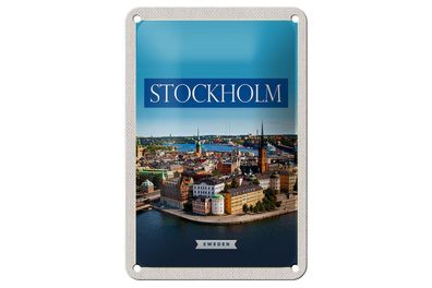 Blechschild Reise 12x18 cm Stockholm Schweden Mittelalter Stadt Schild