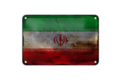 Blechschild Flagge Iran 18x12 cm Flag of iran Rost Deko Schild