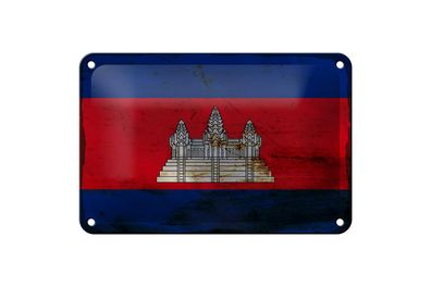 Blechschild Flagge Kambodscha 18x12 cm Flag Cambodia Rost Deko Schild