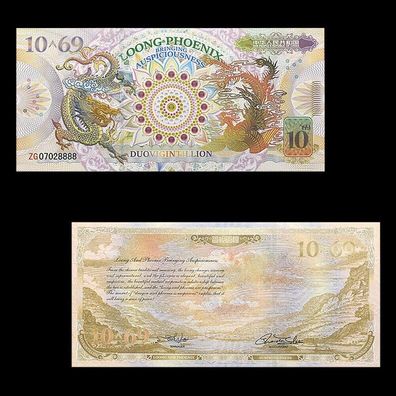 China Drachen und Phönix Duo Vigintillion Banknote Bankfrisch unzirkuliert (CB605)