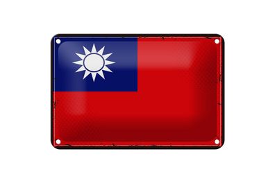 Blechschild Flagge China 18x12 cm Retro Flag of Taiwan Deko Schild