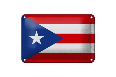 Blechschild Flagge Puerto Rico 18x12 cm Puerto Rico Vintage Deko Schild