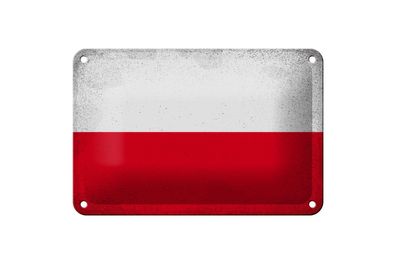 Blechschild Flagge Polen 18x12 cm Flag of Poland Vintage Deko Schild