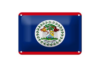 Blechschild Flagge Belizes 18x12 cm Flag of Belize Deko Schild