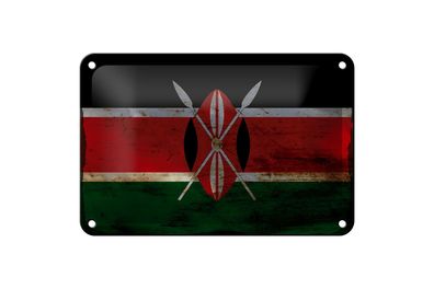 Blechschild Flagge Kenia 18x12 cm Flag of Kenya Rost Deko Schild