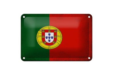 Blechschild Flagge Portugal 18x12 cm Flag Portugal Vintage Deko Schild
