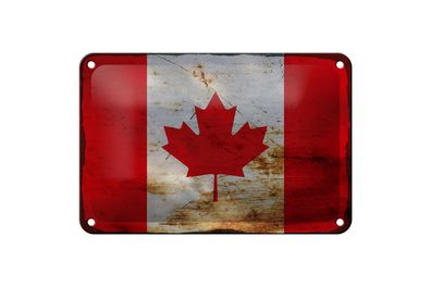 Blechschild Flagge Kanada 18x12 cm Flag of Canada Rost Deko Schild