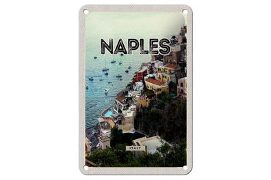 Blechschild Reise 12x18 cm Naples Italy Neapel Italien Panorama Schild