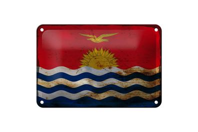 Blechschild Flagge Kiribati 18x12cm Flag of Kiribati Rost Deko Schild