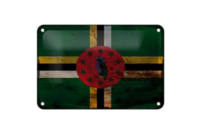 Blechschild Flagge Dominica 18x12 cm Flag of Dominica Rost Deko Schild