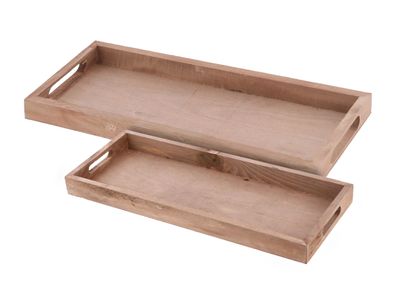 Holz Kerzen Tablett natur 2er Set - 50 / 45 cm - Tisch Deko Teller Obst Schale