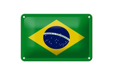 Blechschild Flagge Brasiliens 18x12 cm Flag of Brazil Deko Schild