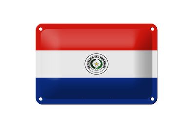 Blechschild Flagge Paraguays 18x12 cm Flag of Paraguay Deko Schild
