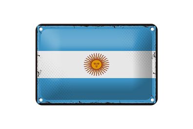 Blechschild Flagge Argentinien 18x12cm Retro Flag Argentina Deko Schild