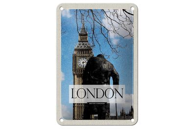 Blechschild Reise 12x18 cm London UK Big Ben Reiseziel Deko Schild