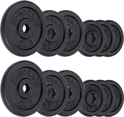 ScSPORTS® Hantelscheiben Set 27,5 kg 30mm Gusseisen Gewichtsscheiben Gewichte