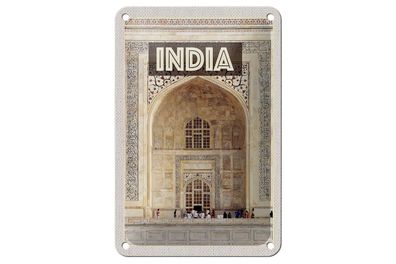 Blechschild Reise 12x18 cm Indien Moschee Eingang Islam Menschen Schild