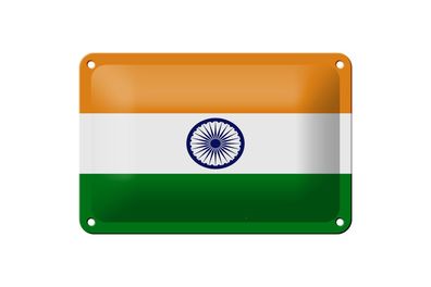 Blechschild Flagge Indiens 18x12 cm Flag of India Deko Schild