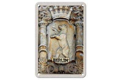 Blechschild Reise 12x18 cm Berlin Deutschland Wappen Skulptur Schild