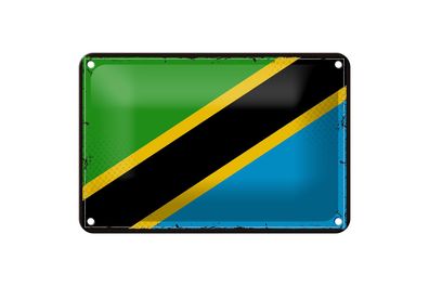 Blechschild Flagge Tansanias 18x12cm Retro Flag of Tanzania Deko Schild