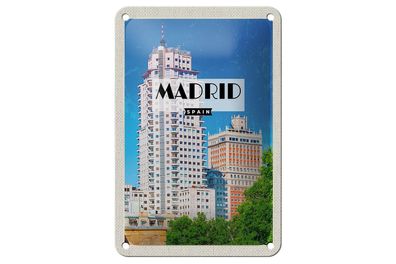 Blechschild Reise 12x18 cm Madrid Spanien Hochhaus Architektur Schild