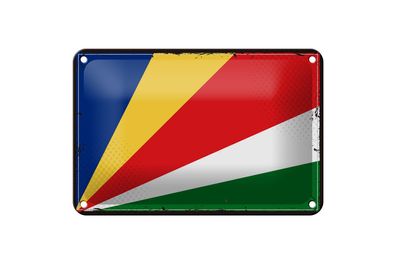 Blechschild Flagge Seychellen 18x12cm Retro Flag Seychelles Deko Schild