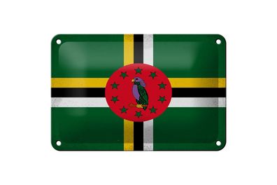 Blechschild Flagge Dominica 18x12cm Flag of Dominica Vintage Dekoschild