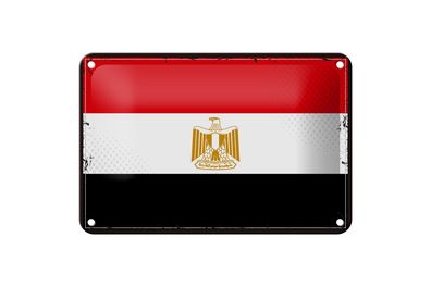 Blechschild Flagge Ägyptens 18x12 cm Retro Flag of Egypt Deko Schild