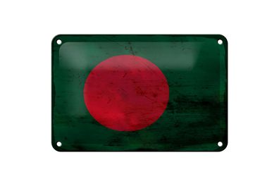 Blechschild Flagge Bangladesch 18x12 cm Bangladesh Rost Deko Schild
