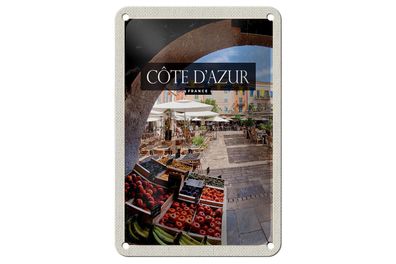 Blechschild Reise 12x18cm Cote d'azur France Obstmarkt Cafe Deko Schild
