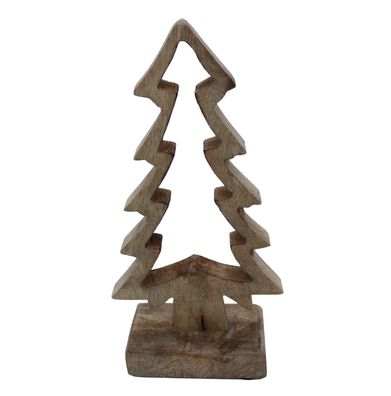 Mango Holz Aufsteller Tannen Baum - 25cm - Weihnachts Tisch Fenster Advent Deko
