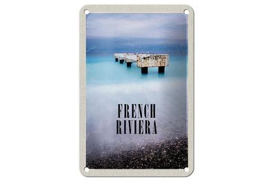 Blechschild Reise 12x18 cm French Riviera Urlaub Poster Retro Schild
