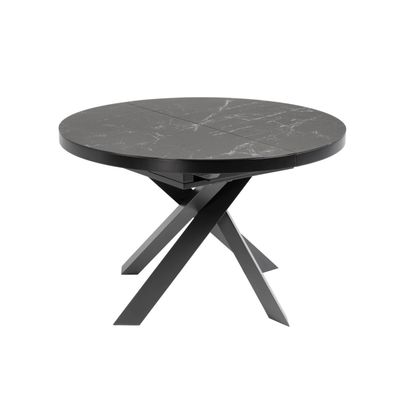 Tisch Vashti ausziehbar rund Ø 120(160) cm Keramik und Stahlbeine