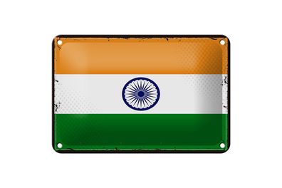 Blechschild Flagge Indiens 18x12 cm Retro Flag of India Deko Schild