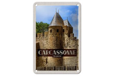 Blechschild Reise 12x18cm Carcassonne Franca Weltkulturerbe Deko Schild