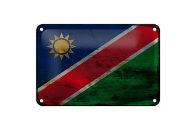 Blechschild Flagge Namibia 18x12 cm Flag of Namibia Rost Deko Schild
