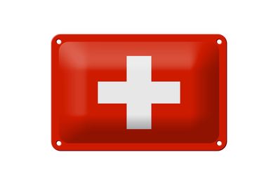 Blechschild Flagge Schweiz 18x12 cm Flag of Switzerland Deko Schild