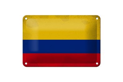 Blechschild Flagge Kolumbien 18x12 cm Flag Colombia Vintage Deko Schild